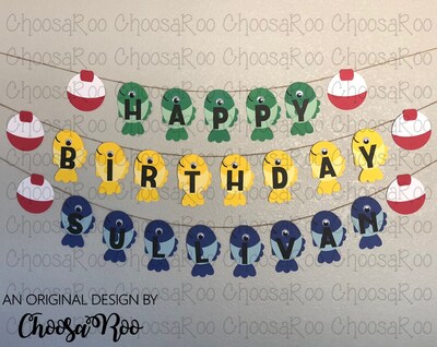 FISH Happy Birthday Banner - O-FISH-ALLY ONE Party Handmade Paper Banner - image2